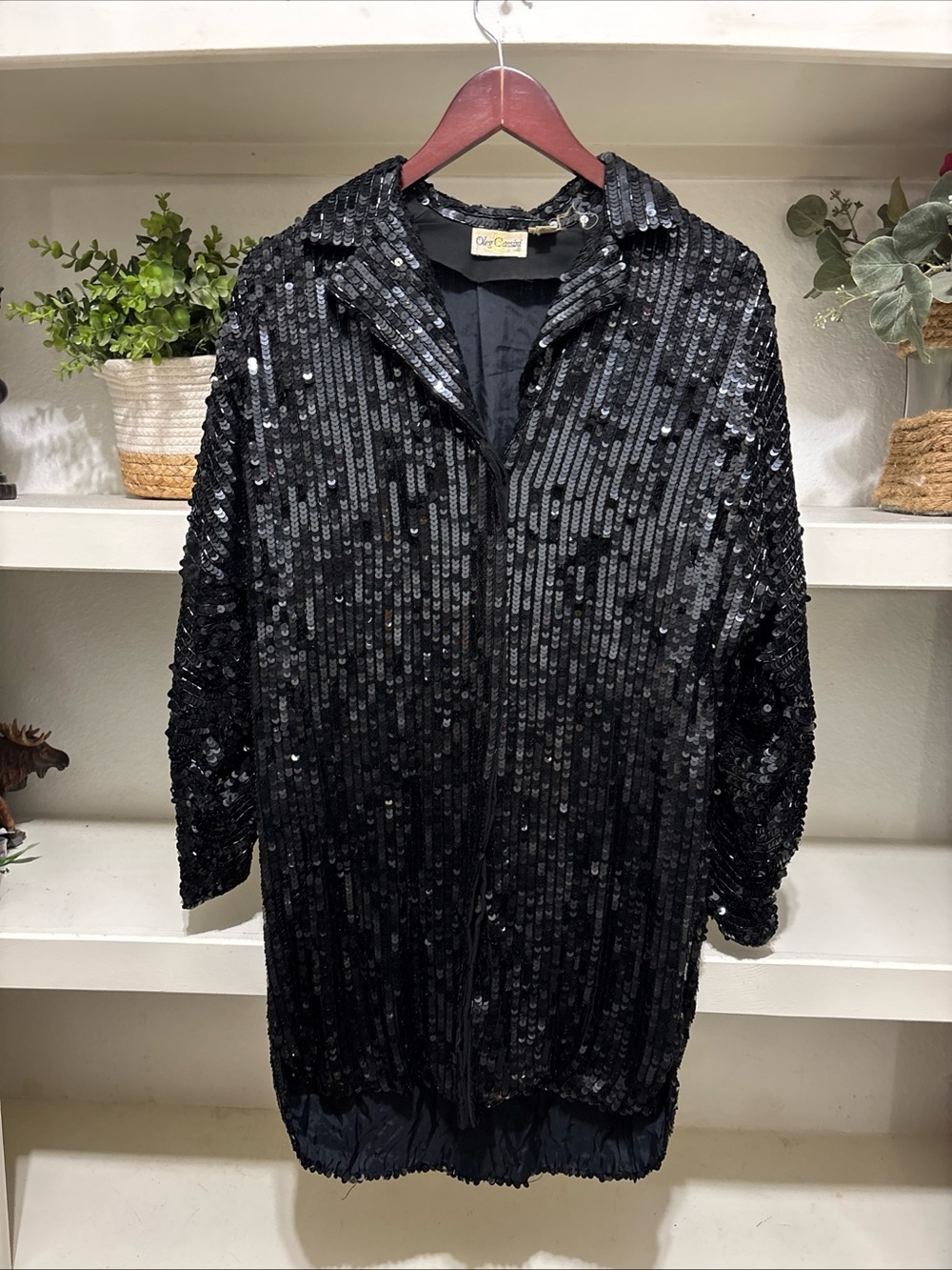 Oleg Cassini Black Sequin Blazer Jacket